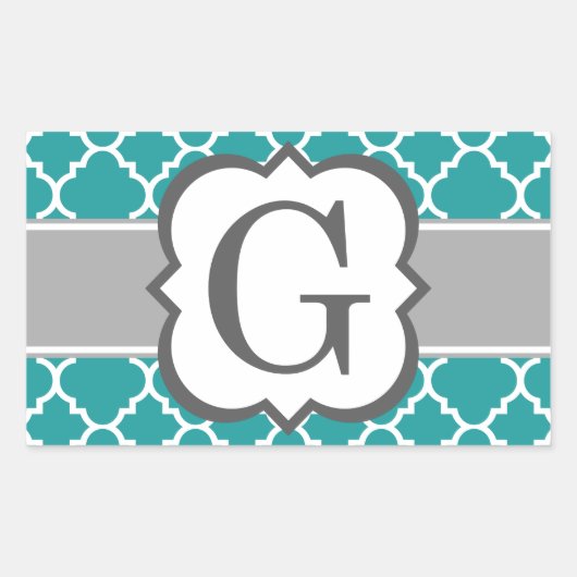 Sticker Rectangulaire LETTRE MONÂTRE BLANC turquoise G QUATREFEIL (Devant)