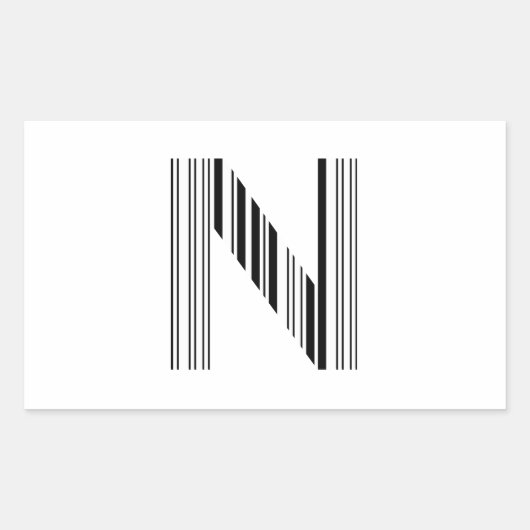 Sticker Rectangulaire LETTRE N CODE BARRE Premier Motif de code barre in (Devant)