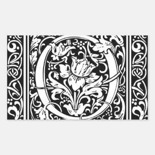 Sticker Rectangulaire Lettre O Monogramme Art Nouveau Médiéval