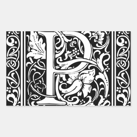 Sticker Rectangulaire Lettre P Monogramme médiéval Art Nouveau (Devant)
