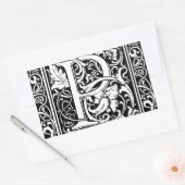 Sticker Rectangulaire Lettre P Monogramme médiéval Art Nouveau (Enveloppe)