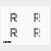 Sticker Rectangulaire LETTRE R CODE BARRE Premier Motif de code à barres (Feuille)