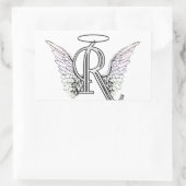 Sticker Rectangulaire Lettre R Monogramme initial avec ailes angéliques  (Sac)