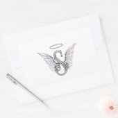 Sticker Rectangulaire Lettre S Monogramme initial avec ailes angéliques (Enveloppe)