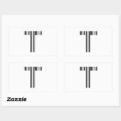 Sticker Rectangulaire LETTRE T CODE BARRE Premier Motif de code à barres (Feuille)
