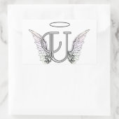 Sticker Rectangulaire Lettre U Monogramme initial avec ailes angéliques  (Sac)