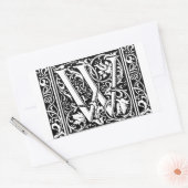 Sticker Rectangulaire Lettre W Monogramme médiéval Art Nouveau (Enveloppe)