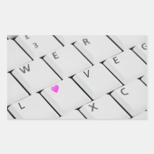Sticker Rectangulaire Lettres d'amour clavier informatique (Devant)