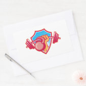 Sticker Rectangulaire Levage à la main Barbell Kettlebell Crest (Enveloppe)
