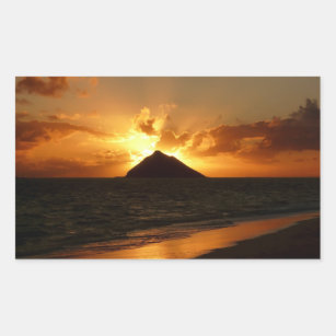 Sticker Rectangulaire Lever de soleil d'Hawaï à l'autocollant