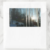 Sticker Rectangulaire Lever du soleil à travers Icicles hiver Photograph (Sac)