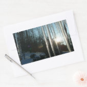 Sticker Rectangulaire Lever du soleil à travers Icicles hiver Photograph (Enveloppe)