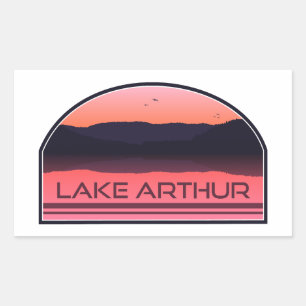 Sticker Rectangulaire Lever rouge du lac Arthur Pennsylvanie