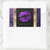 Sticker Rectangulaire Lèvres à Parties scintillant violette et élégants  (Sac)