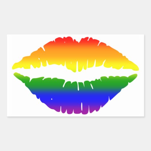 Sticker Rectangulaire Lèvres arc-en-ciel (Devant)