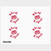 Sticker Rectangulaire Lèvres chaudes, Lèvres rouges (Feuille)