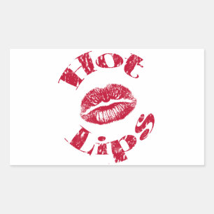 Sticker Rectangulaire Lèvres chaudes, Lèvres rouges