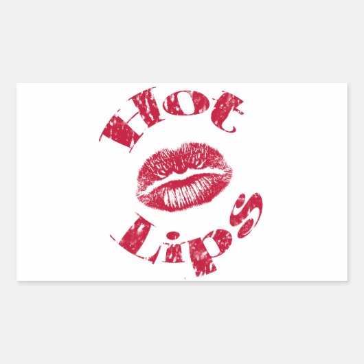 Sticker Rectangulaire Lèvres chaudes, Lèvres rouges (Devant)