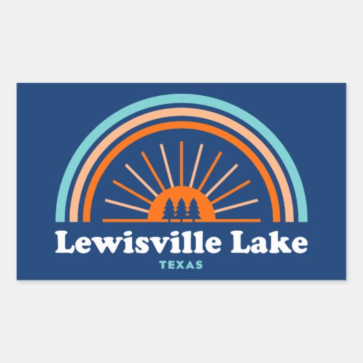 Sticker Rectangulaire Lewisville Lake Texas Rainbow (Devant)