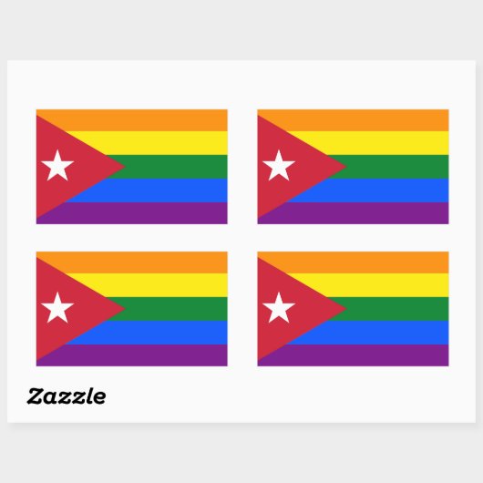 Sticker Rectangulaire LGBT Cuba (Feuille)