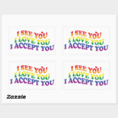 Sticker Rectangulaire LGBT Je Vous Aime, Je Vous Accepte (Feuille)