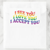 Sticker Rectangulaire LGBT Je Vous Aime, Je Vous Accepte (Sac)