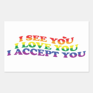 Sticker Rectangulaire LGBT Je Vous Aime, Je Vous Accepte