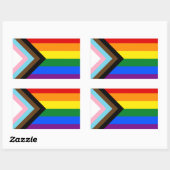 Sticker Rectangulaire LGBTQ & Fierté - Drapeau de progrès arc-en-ciel (Feuille)
