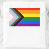 Sticker Rectangulaire LGBTQ & Fierté - Drapeau de progrès arc-en-ciel (Sac)
