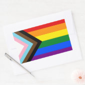 Sticker Rectangulaire LGBTQ & Fierté - Drapeau de progrès arc-en-ciel (Enveloppe)