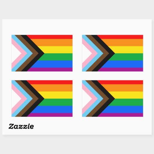 Sticker Rectangulaire LGBTQ+ Indicateur de fierté de progrès (Feuille)