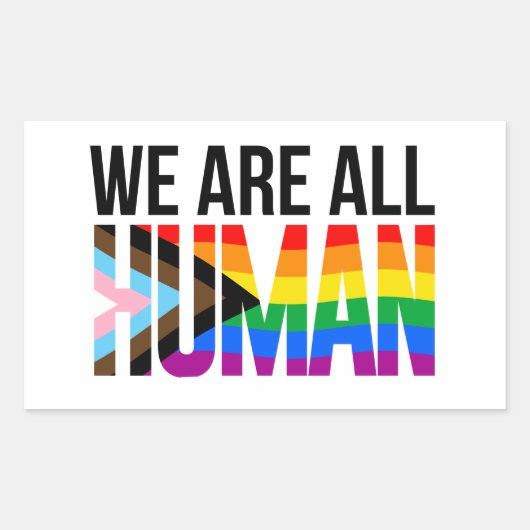 Sticker Rectangulaire LGBTQ Nous sommes tous humains (Devant)