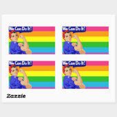 STICKER RECTANGULAIRE LGBTQ ROSIE LE RIVETRE AVEC DRAPEAU DE PLANCHE (Feuille)