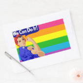 STICKER RECTANGULAIRE LGBTQ ROSIE LE RIVETRE AVEC DRAPEAU DE PLANCHE (Enveloppe)
