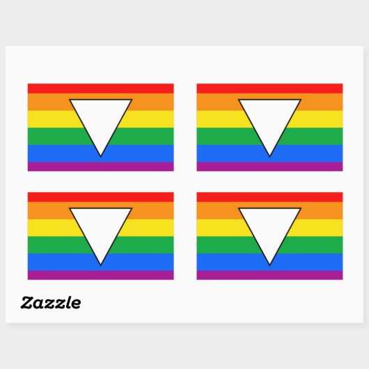 Sticker Rectangulaire LGBTQ+ Triangle et Rainbow Pride (Feuille)