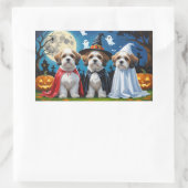 Sticker Rectangulaire Lhasa Apso Chiens Citrouille Halloween Funny (Sac)