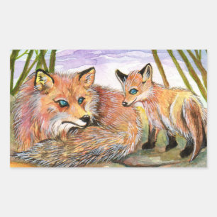 Sticker Rectangulaire L'heure de la sieste de Little Fox