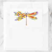 Sticker Rectangulaire libellule de fleurs jaunes (Sac)