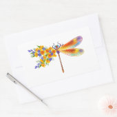 Sticker Rectangulaire libellule de fleurs jaunes (Enveloppe)