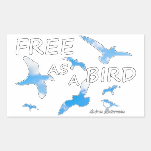 Sticker Rectangulaire Libre comme un oiseau 2 (Devant)
