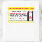 STICKER RECTANGULAIRE LICENCE DE CHASSE DE ZOMBIE KLOWN (Sac)