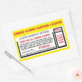 STICKER RECTANGULAIRE LICENCE DE CHASSE DE ZOMBIE KLOWN (Enveloppe)