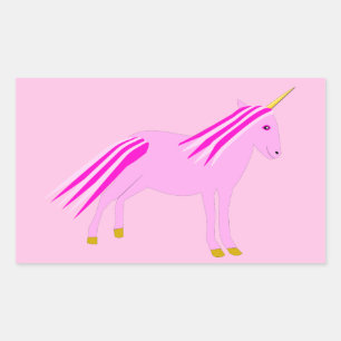 Sticker Rectangulaire Licorne Bébé Fille Rose Mignonne