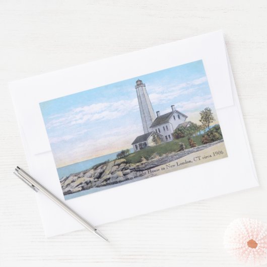 Sticker Rectangulaire Light House New London CT (Enveloppe)