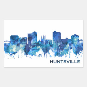 Sticker Rectangulaire Ligne aérienne bleue Huntsville Alabama