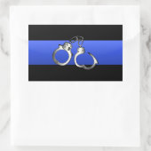 Sticker Rectangulaire Ligne Bleue fine avec menottes (Sac)