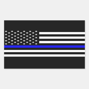 Sticker Rectangulaire - Ligne bleue mince de la police du pavillon amér
