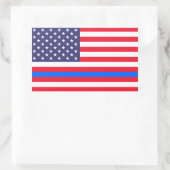 STICKER RECTANGULAIRE "LIGNE BLEUE MINCE SUR LE DRAPEAU" (Sac)