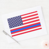 STICKER RECTANGULAIRE "LIGNE BLEUE MINCE SUR LE DRAPEAU" (Enveloppe)
