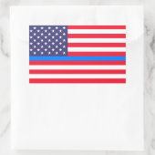 STICKER RECTANGULAIRE "LIGNE BLEUE SUR DRAPEAU" (Sac)